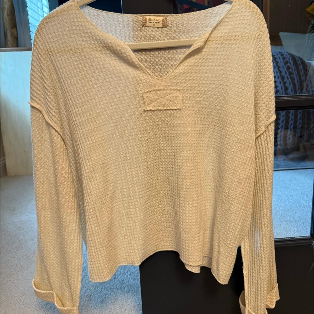 Altar'd State Cream Textured Knit Top